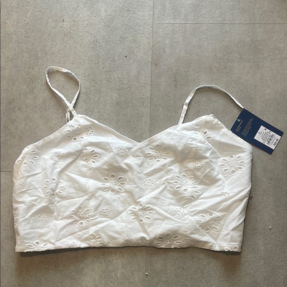 Universal Thread White Eyelet Crop Top
